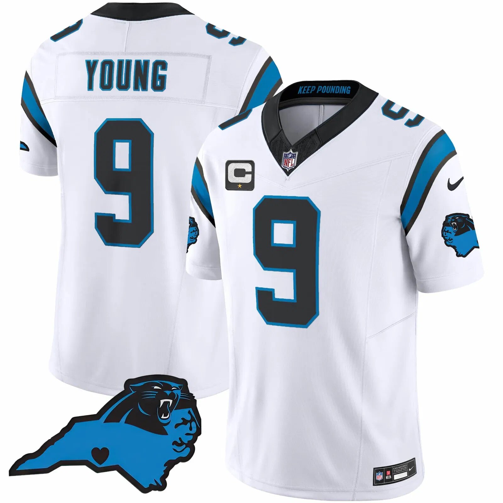 Men Carolina Panthers #9 Young White 2024 Nike Vapor Limited NFL Jersey